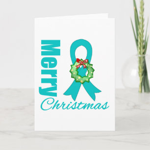 Cartes Pour Fêtes Annuelles Ruban de Joyeux Noël de conscience de Cancer