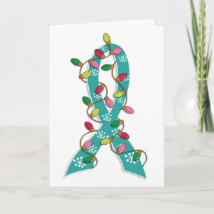 Cartes Pour Fêtes Annuelles Ruban de lumières de Noël de Cancer ovarien