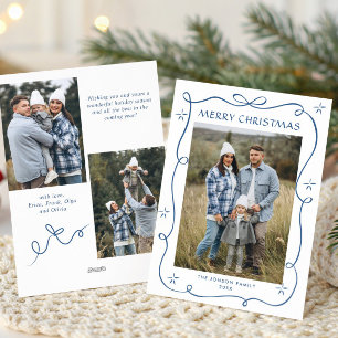 Cartes Pour Fêtes Annuelles Ruban de Noël bleu poussiéreux funky 3 Photo