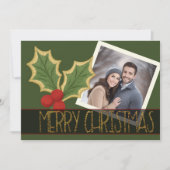 Cartes Pour Fêtes Annuelles Ruban de Noël brodé de baies de houx (Devant)