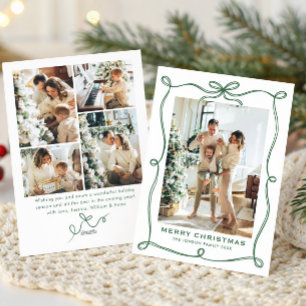 Cartes Pour Fêtes Annuelles Ruban de Noël vert sauge funky 5 Photo