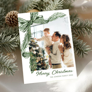 Cartes Pour Fêtes Annuelles Ruban de nœud de Noël en dentelle vert sauge 2 Pho