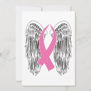 Cartes Pour Fêtes Annuelles Ruban de sensibilisation aux ailes (rose)