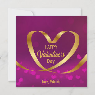 Cartes Pour Fêtes Annuelles Ruban Heureuse Sainte-Valentin Purple Heart Gold
