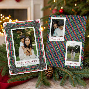Cartes Pour Fêtes Annuelles Ruban Photo Tartan à carreaux classique aquarelle