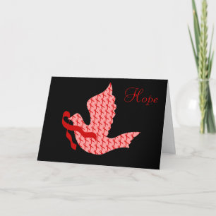 Cartes Pour Fêtes Annuelles Ruban rouge de la colombe de l'espoir - SIDA et VI