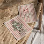 Cartes Pour Fêtes Annuelles Ruban rouge vert rétro Arbre Noël non photo