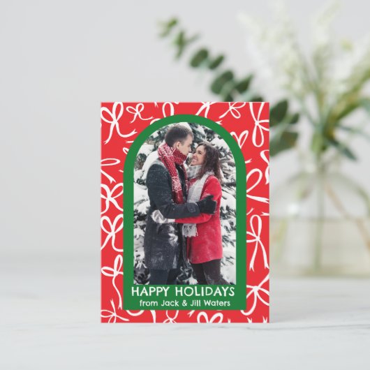 Cartes Pour Fêtes Annuelles Rubans Bows Noël photo sur mesure Arche (Debout devant)