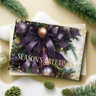 Cartes Pour Fêtes Annuelles Rubans de satin d'ornements Vert foncé Violet Or