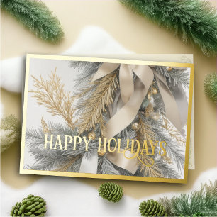 Cartes Pour Fêtes Annuelles Rubans de satin ornementaux Evergreen Flocage Gris