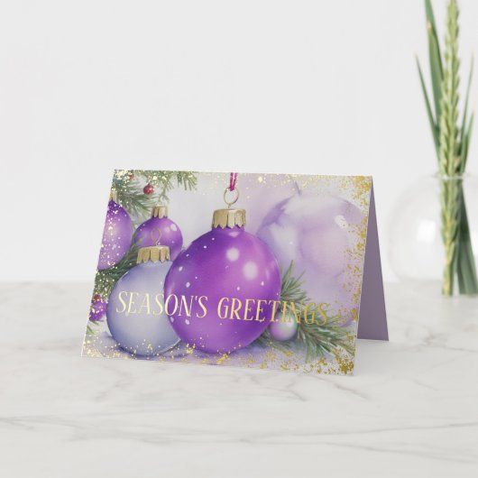 Cartes Pour Fêtes Annuelles Rubans de satin Ornements Vert éternel Violet (Devant)