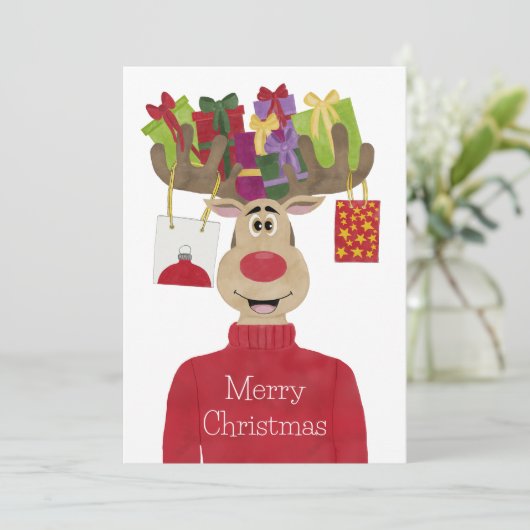 Cartes Pour Fêtes Annuelles Rudolph Cadeaux de Noël Reindeer (Debout devant)