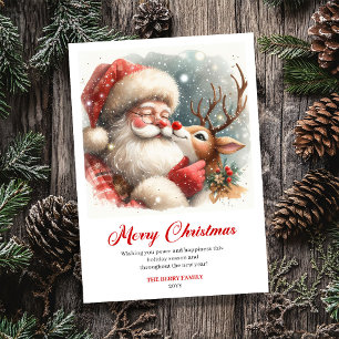 Cartes Pour Fêtes Annuelles Rudolph Père Noël fantaisiste Noël tendance