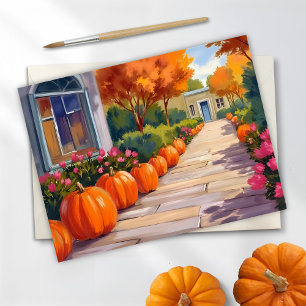Cartes Pour Fêtes Annuelles Rue de citrouille Halloween Aquarelle