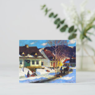 Cartes Pour Fêtes Annuelles Rue du village de Québec, hiver, Clarence Gagnon