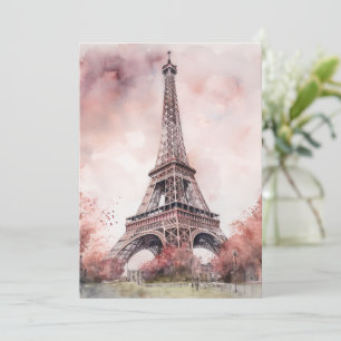 Cartes Pour Fêtes Annuelles Rue parisienne vue Tour Eiffel