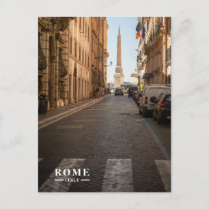 Cartes Pour Fêtes Annuelles Rue pavée et vue sur l'obélisque Rome Italie