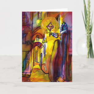 Cartes Pour Fêtes Annuelles ruelle médiévale de nuit à Florence - détail