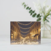 Cartes Pour Fêtes Annuelles Rues de Noël couvertes de neige dans un centre-vil (Debout devant)