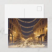 Cartes Pour Fêtes Annuelles Rues de Noël couvertes de neige dans un centre-vil (Devant / Derrière)