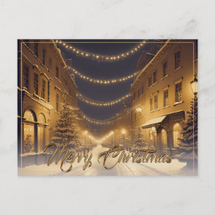 Cartes Pour Fêtes Annuelles Rues de Noël enneigées dans un centre-ville
