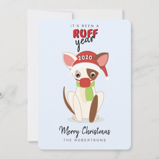 Cartes Pour Fêtes Annuelles RUFF Année Chihuahua en masque facial (Devant)