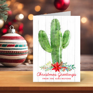 Cartes Pour Fêtes Annuelles Russe aquarelle Cactus Noël Photo de Noël