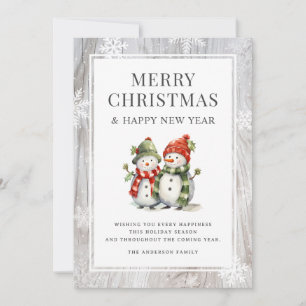 Cartes Pour Fêtes Annuelles Russe Bois Joyeux Snowman de Noël