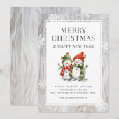 Cartes Pour Fêtes Annuelles Russe Bois Joyeux Snowman de Noël (Devant / Derrière)