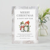 Cartes Pour Fêtes Annuelles Russe Bois Joyeux Snowman de Noël (Debout devant)