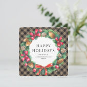 Cartes Pour Fêtes Annuelles Russe Buffalo Plaid Wreath Entreprise (Debout devant)