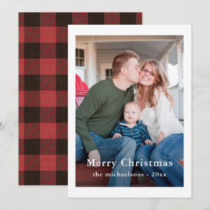 Cartes Pour Fêtes Annuelles Russe Buffle Rouge Plaid Photo de Noël