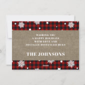 Cartes Pour Fêtes Annuelles Russe Burlap Plaid Snowflake Oh Deer Photo (Dos)