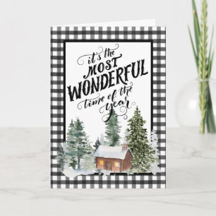 Cartes Pour Fêtes Annuelles Russe Cabine Ferme Noir Blanc chèque Noël