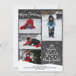 Cartes Pour Fêtes Annuelles Russe Neige Noël Arbre Chalkboard Photo<br><div class="desc">Rustique moderne Joyeux Noël ! hiver famille photo carte collage avec un crayon dessiné à la main doodle pin blanc et avec la chute de neige sur un arrière - plan de tableau noir de charbon gris foncé.               Personnalisez-le avec vos souhaits,  quatre photos et signature!</div>