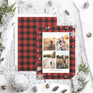 Cartes Pour Fêtes Annuelles Russe Red Buffalo Check Snowflake 4 Photo