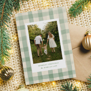 Cartes Pour Fêtes Annuelles Russe Vert En vichy Cottagecore Grandes Taches Pho