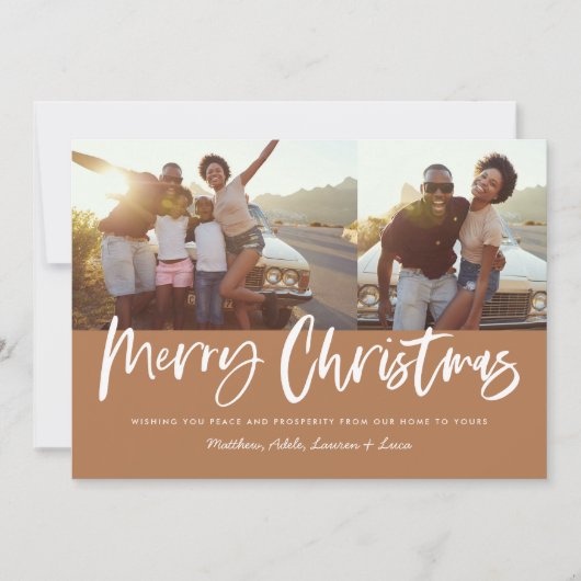 Cartes Pour Fêtes Annuelles Rust et blanc script joyeux noël multi photo (Devant)