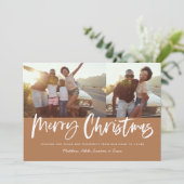 Cartes Pour Fêtes Annuelles Rust et blanc script joyeux noël multi photo (Debout devant)
