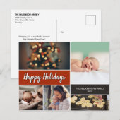 Cartes Pour Fêtes Annuelles Rust Orange Happy Holidays Photo Collage Noël (Devant / Derrière)