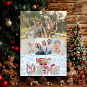 Cartes Pour Fêtes Annuelles Rustic 4 Photo Merry Christmas Holiday Card