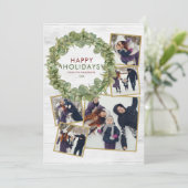 Cartes Pour Fêtes Annuelles Rustic 5 Photo Collage Vert Bourgogne Noël (Debout devant)