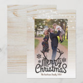 Cartes Pour Fêtes Annuelles Rustic Antlers String Light Photo Joyeux Noël (Devant / Derrière)