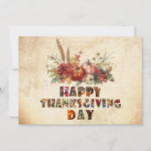 Cartes Pour Fêtes Annuelles Rustic Automne Citrouille et Bon thanksgiving Feui (Devant)