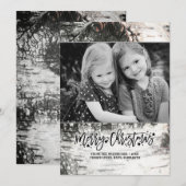 Cartes Pour Fêtes Annuelles Rustic Birch Bark Joyeux Noël Photo (Devant / Derrière)
