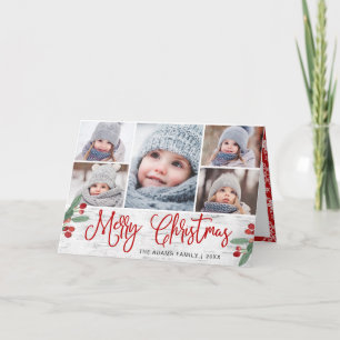Cartes Pour Fêtes Annuelles Rustic Birch Christmas 5 PHOTOS Salutation