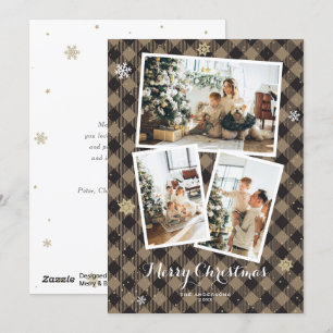 Cartes Pour Fêtes Annuelles Rustic Buffalo Plaid Photo Collage Joyeux Noël