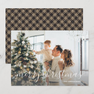 Cartes Pour Fêtes Annuelles Rustic Buffalo Plaid Photo Joyeux Noël