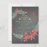 Cartes Pour Fêtes Annuelles Rustic Chalkboard<br><div class="desc">Rustic pink and teal blue rustic wreath Christian chalkboard Christmas card. This country Christian Christmas flat chalkboard Christmas card is easily customized with your details.</div>