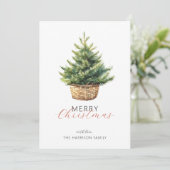 Cartes Pour Fêtes Annuelles Rustic Christmas Tree In Basket Flat (Debout devant)